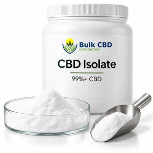 CBD isolate powder in a dish