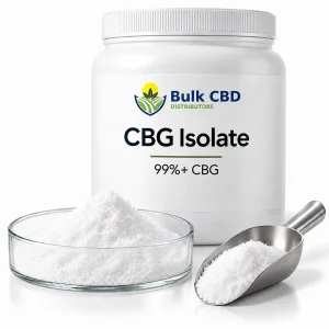 CBG isolate powder in a dish