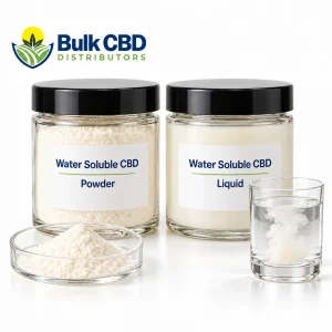 Water soluble CBD powder in a dish