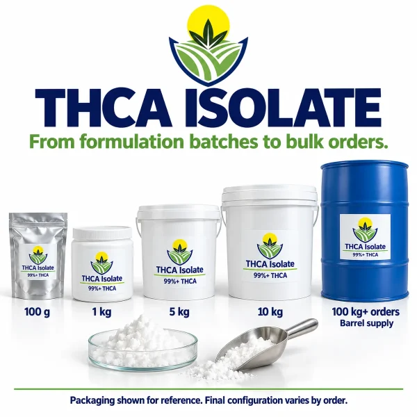Bulk size options for buying THCA isolate wholesale by the kilogram