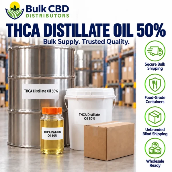 THCA Distillate Oil 50% bulk shipping and packaging in unbranded containers
