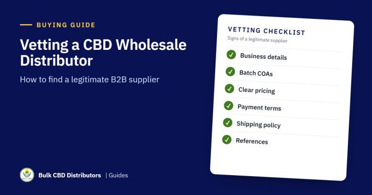 CBD Wholesale Distributors: How to Find and Vet a Legitimate B2B Supplier guide graphic
