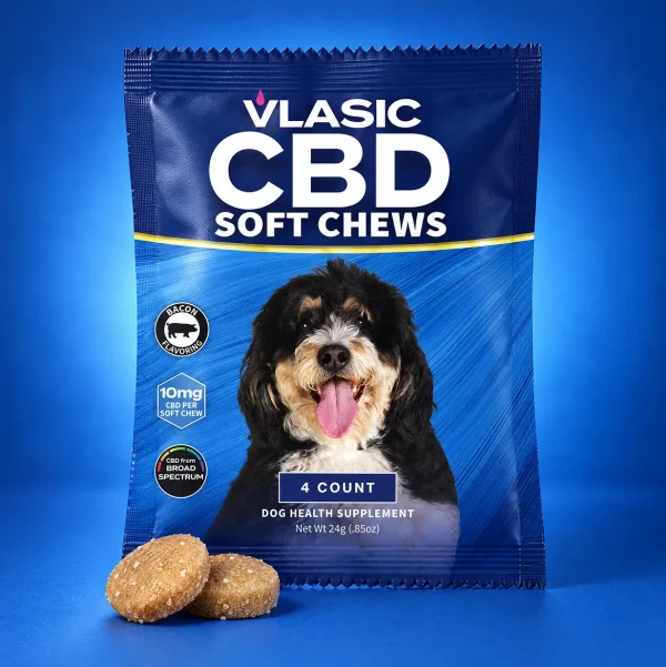 Vlasic Labs Mini Bacon Flavor CBD Dog Chews 4 count mini pack
