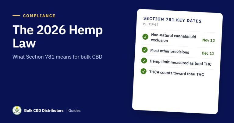 What the 2026 Hemp Law Means for Bulk CBD and Non-Intoxicating Cannabinoid Buyers guide graphic