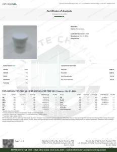 CBG Isolate COA page 1, Infinite Chemical Analysis Labs