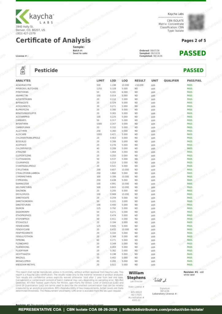 CBN Isolate COA page 2 of 5