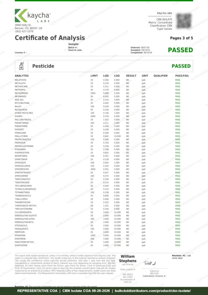 CBN Isolate COA page 3 of 5