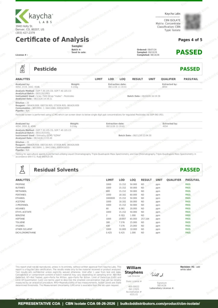 CBN Isolate COA page 4 of 5