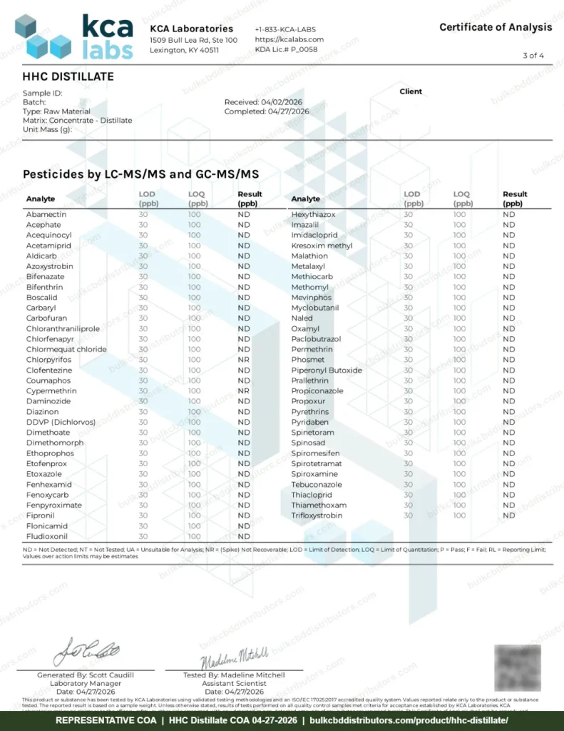 HHC Distillate COA page 3 of 4