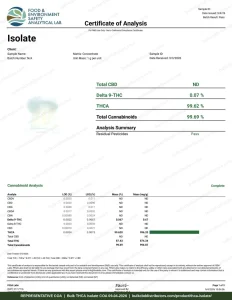 THCA Isolate COA page 1, FESA Labs