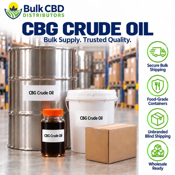 CBG Crude Oil bulk supply with a steel drum, bucket, glass jar and blind shipped box