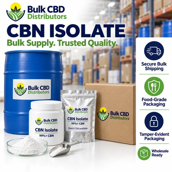 CBN isolate packaging and bulk shipping, with 100kg and larger orders shipping in barrels