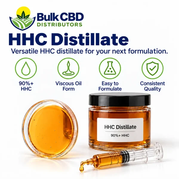 HHC Distillate key features: 90%+ HHC, easy to formulate and consistent quality