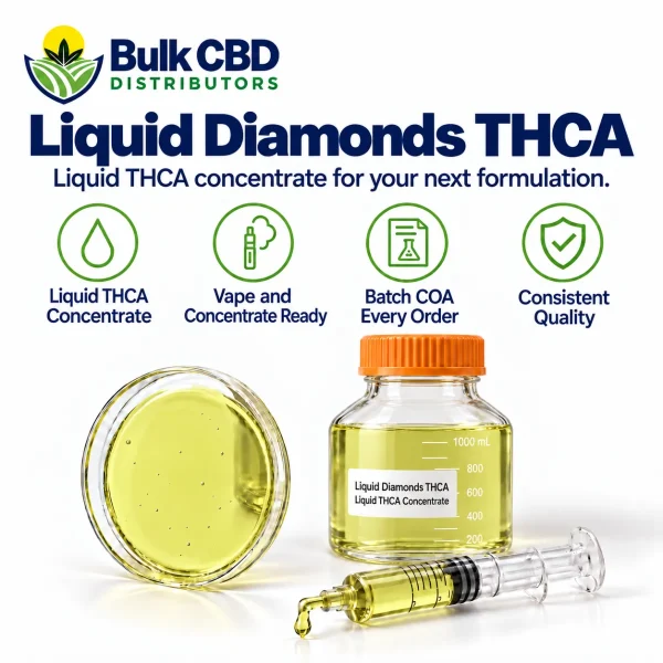 Liquid Diamonds THCA key features: liquid THCA concentrate, vape and concentrate ready, batch COA every order, consistent quality