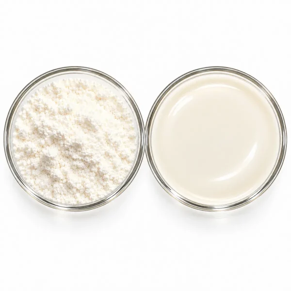 Water Soluble HHC powder and liquid side by side in petri dishes