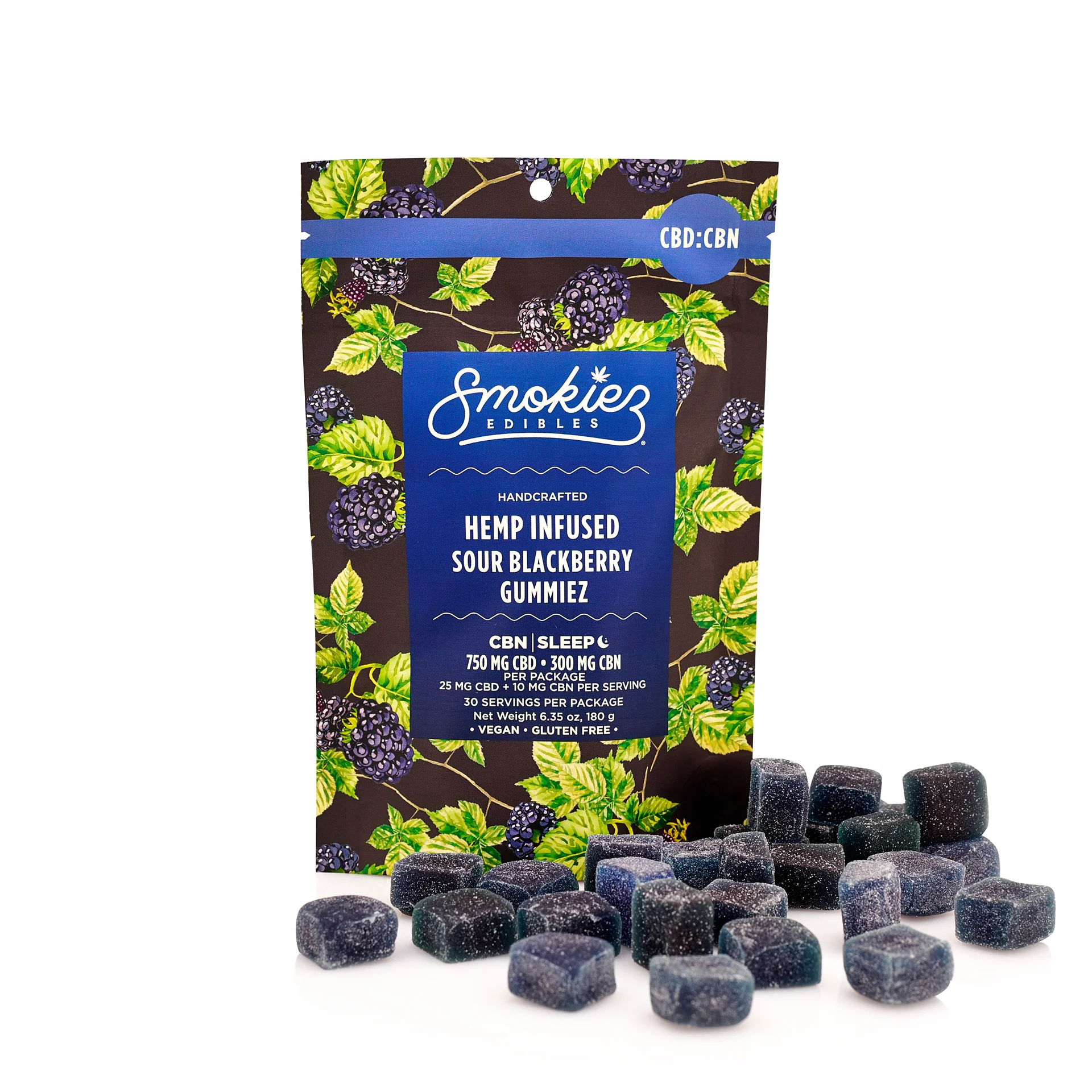 Smokiez Sour Blackberry Cbd:cbn 2.5:1 Gummies Smokiez 30-Pack Sour Blackberry Cbd + Cbn Gummies