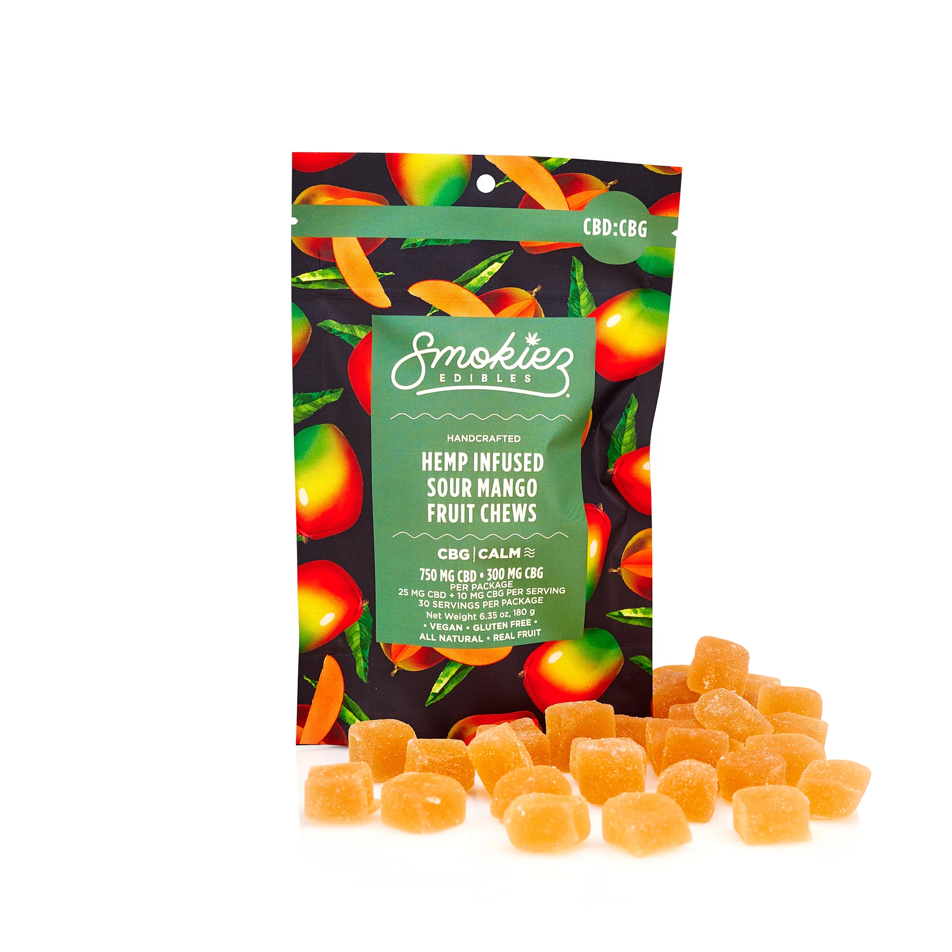 Smokiez Sour Mango Cbd:cbg 2.5:1 Gummies Smokiez 30-Pack Sour Mango Cbd + Cbg Gummies