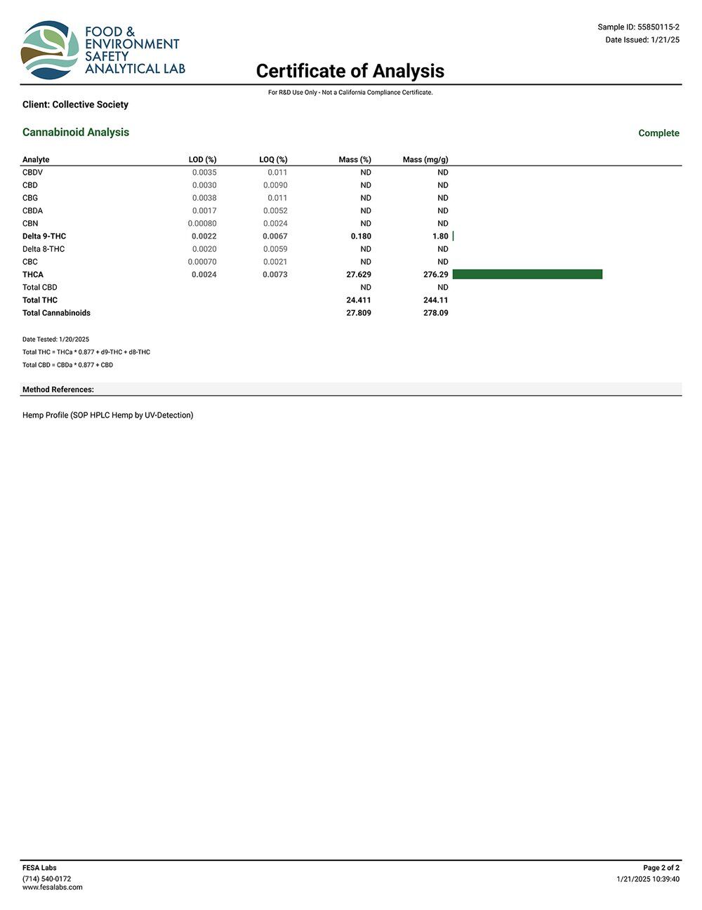 Lost Jane Vanilla Souffle Exotic THCA Flower COA Page 2 1-21-25