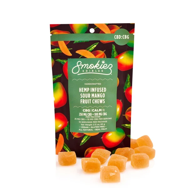 Smokiez 10-Pack Sour Mango Cbd + Cbg Gummies