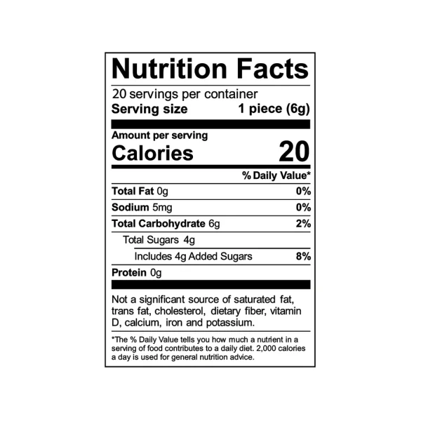 Smokiez 20-Pack Jamberry Cbd Gummies Nutrition Facts