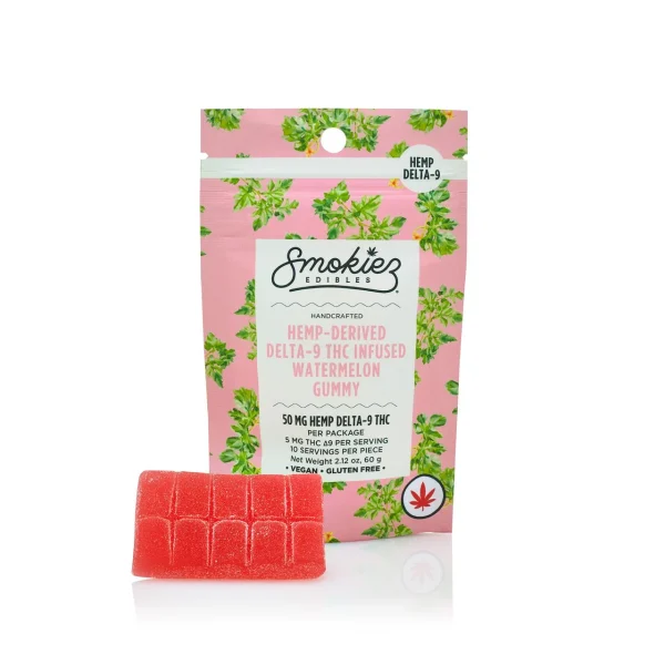 Smokiez Watermelon Hemp Delta-9 Thc Gummy - 10 Servings - 5 Mg Per Serving