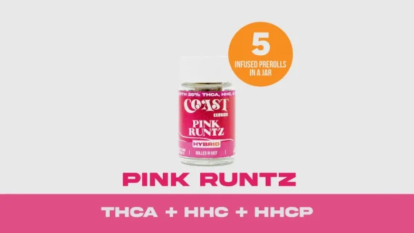 Coast Smokes Thca-Infused 5Ct 0.5G Prerolls - Pink Runtz