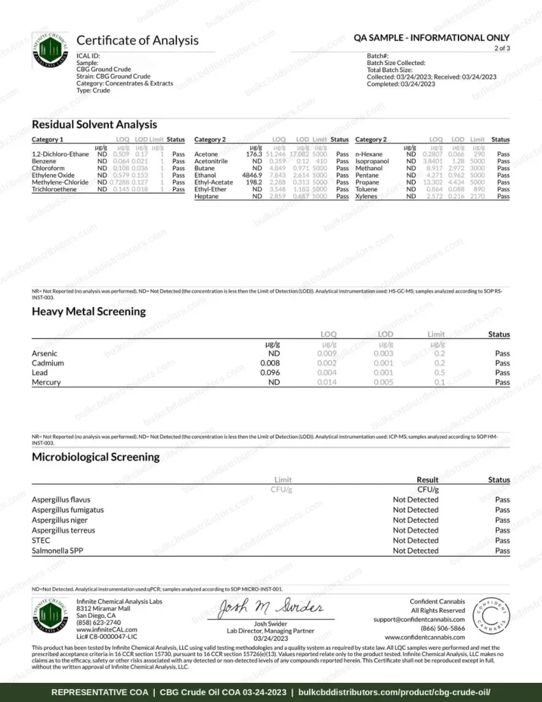 CBG Crude Oil COA page 2 of 3