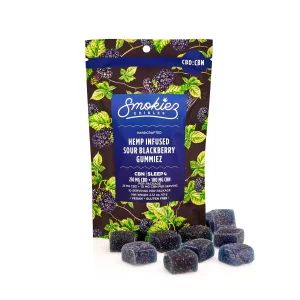 Delta 8 Edibles Smokiez 10-Pack Sour Blackberry Cbd + Cbn Gummies