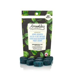 Delta 8 Edibles Smokiez Sour Blue Raspberry 10Pk 50Mg Hemp Delta-9 Gummies