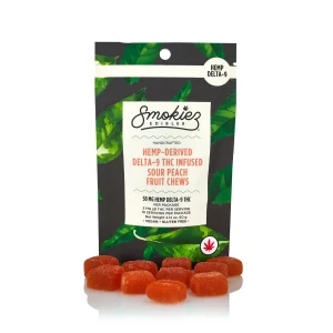 Delta 8 Edibles Smokiez Sour Peach 10Pk 50Mg Hemp Delta-9 Gummies