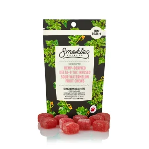 Delta 8 Edibles Smokiez Sour Watermelon 10Pk 50Mg Hemp Delta-9 Gummies